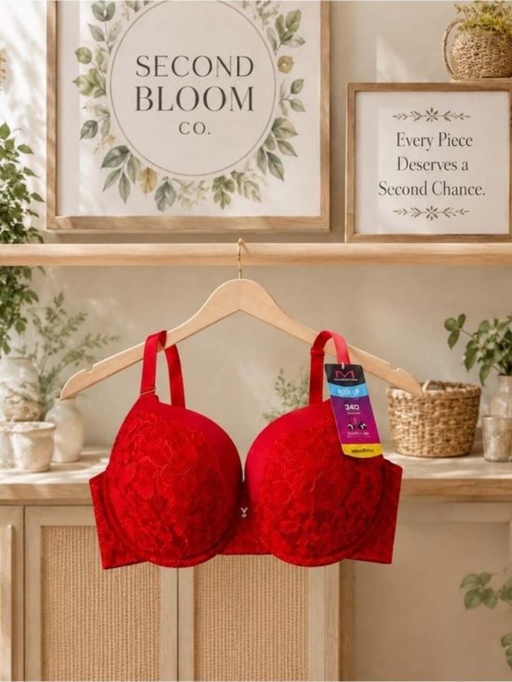 NWT Maidenform Red Lace Push-Up Bra Size 34D